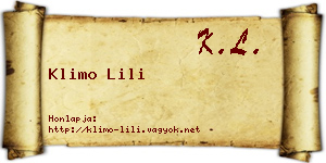 Klimo Lili névjegykártya